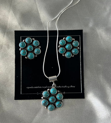 Sterling Silver Necklace & Earring Set with Thunder Creek Turquoise