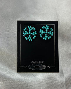 Beaded Round Stud Earrings
