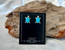 Turquoise & Different Stone Sterling Silver Small Stud Earrings