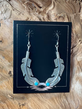 Sterling Silver Feather w/ turquoise earrings