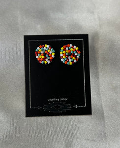 Beaded Round Stud Earrings
