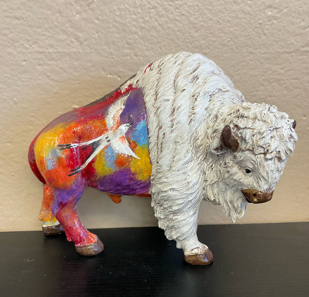 Painted Small Buffalo Statue #1