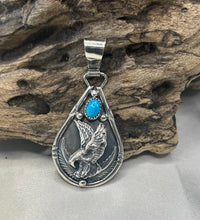 Sterling Silver Eagle Pendant w/ KIngman Turquoise