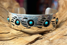 Sterling Silver Bear Paw Bracelet w/ 9 Sleeping Beauty Turquoise Stones