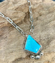 Kingman Turquoise Sterling Silver Necklace 22"