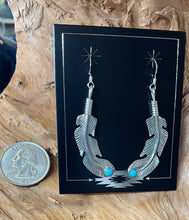 Sterling Silver Feather w/ turquoise earrings