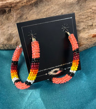 Beaded Large Loop Dangle Earrings