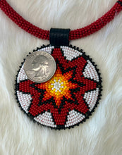 Beaded Cord Necklace w/ Star Medallion 26"