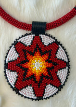Beaded Cord Necklace w/ Star Medallion 26"