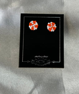 Beaded Round Stud Earrings