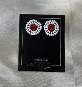 Beaded Round Stud Earrings