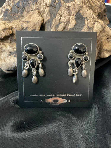 Black Onyx and Sterling Silver Earrings