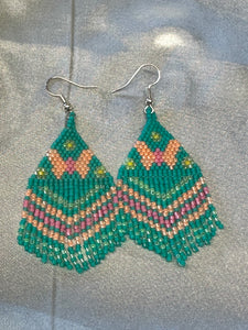 Beaded Fringe Dangle Earrings