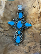 Sterling Silver Cross Pendant with Kingman tourquoise