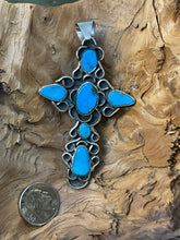 Sterling Silver Cross Pendant with Kingman tourquoise
