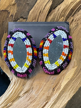 White beaded mirrored earrings