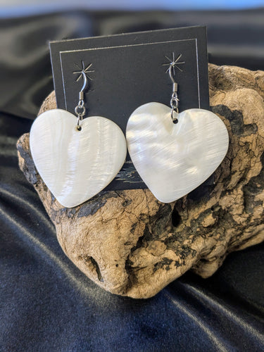 Heart and Round Shell Earrings