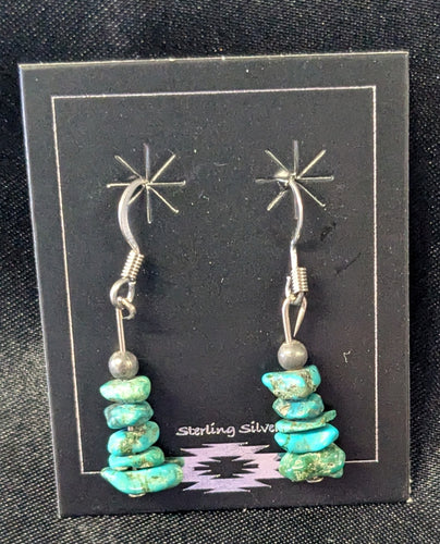 Small Chunk Turquoise Dangle Earrings