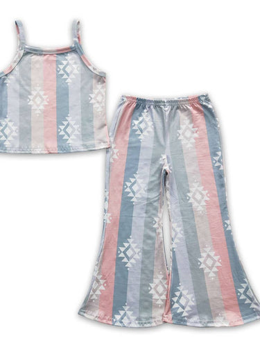 Sleeveless stripe aztec top pants girls clothing set