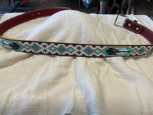 Hand Tooled Leather Belt with Beadwork