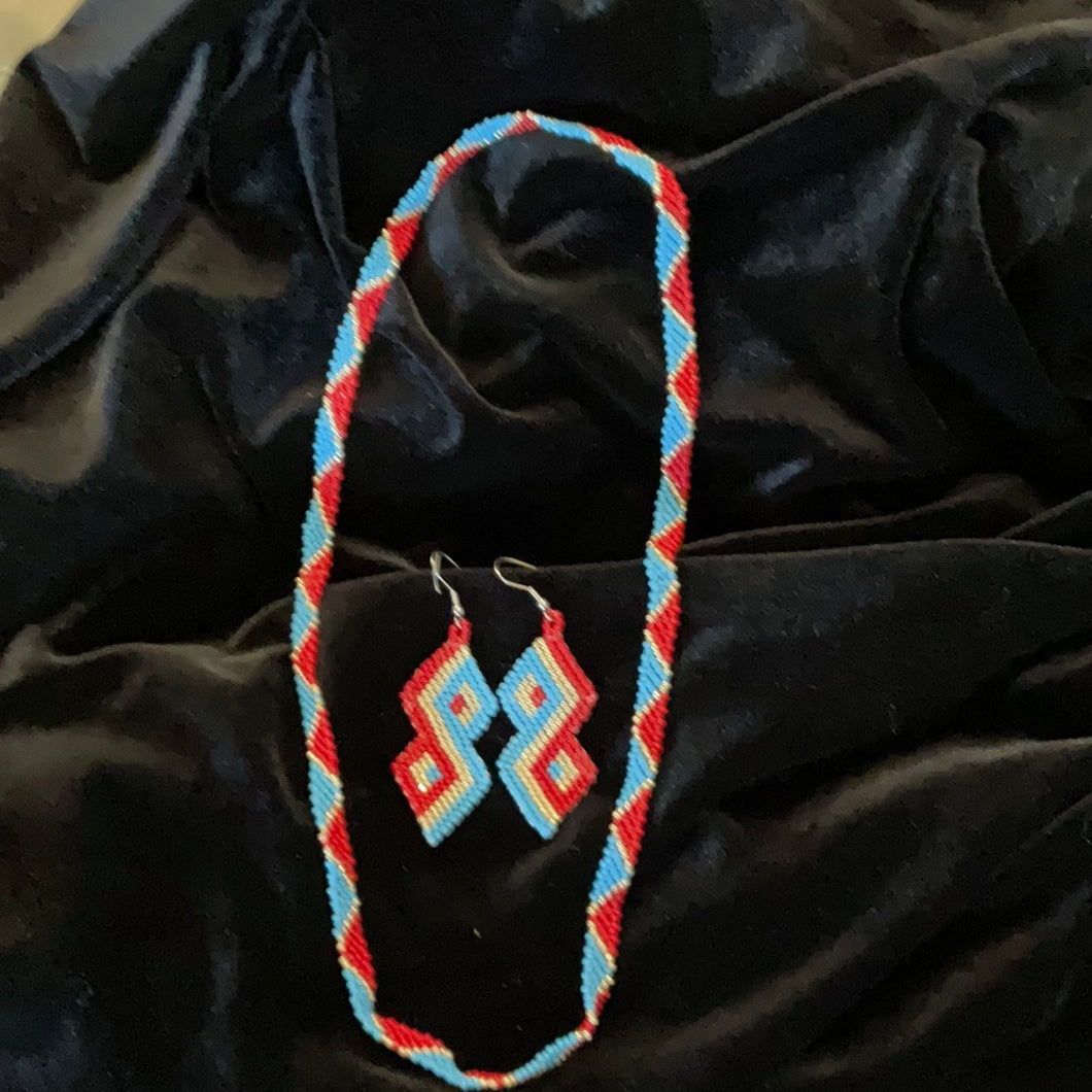 Beaded Necklace & Earrings Dangle