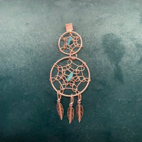 Sterling Silver/Turquoise double Dreamcatcher pendant